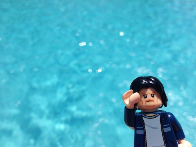 Lego Uncle Jim by the blue pool